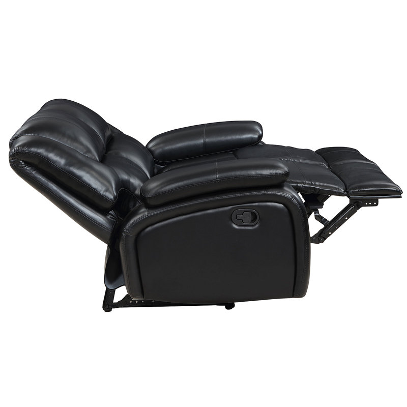 Elodie Black Upholstered Motion Reclining Loveseat, Manual - Handle / Lever, Black