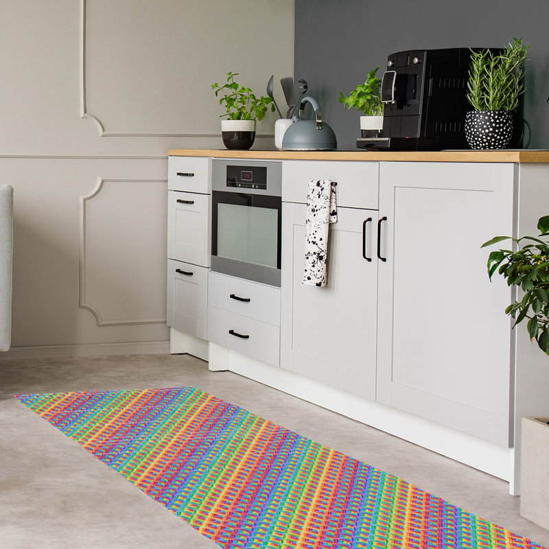 Tapis jaune/vert/bleu balance, Tapis de couloir 2 pi 6 po x 8 pi