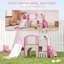 AIYAPLAY 7 in 1 Toddler Slide Set with Basketball Hoop Ages 1-3 Pink