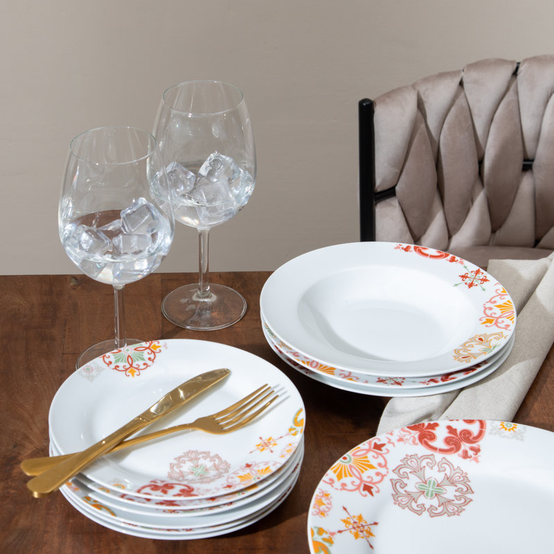 Arieah Piece Porcelain China Dinnerware Set - Service for 6