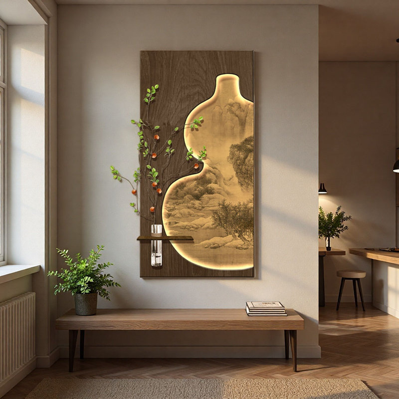 Décoration murale rétro en grès avec pot à fleurs hydroponique, H 55,12 po x l 27,56 po x P 1,97 po