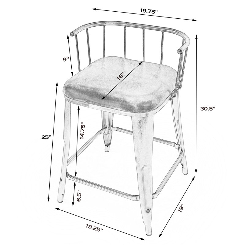 Coriander Iron & Leather 25" Counter Stool