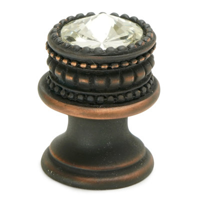 Poignée ronde en Caché avec pied évasé et cristal Swarovski transparent de 16 mm