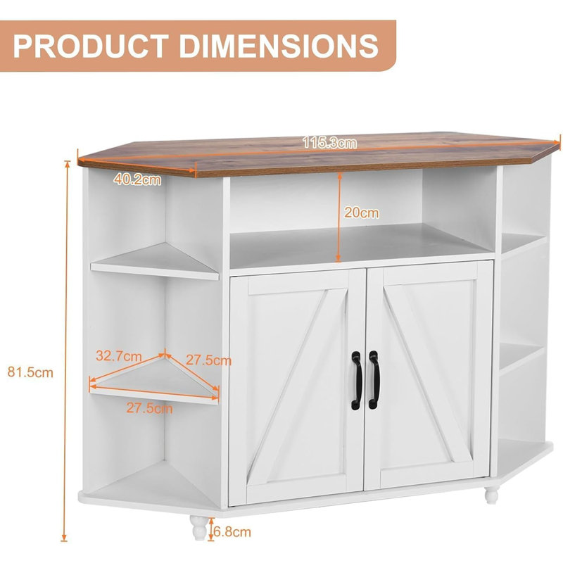 Meuble télé de coin, meuble télé de coin avec éclairage à DEL, rangement ouvert, tablettes réglables, armoires de télévision pour le salon, la chambre à coucher