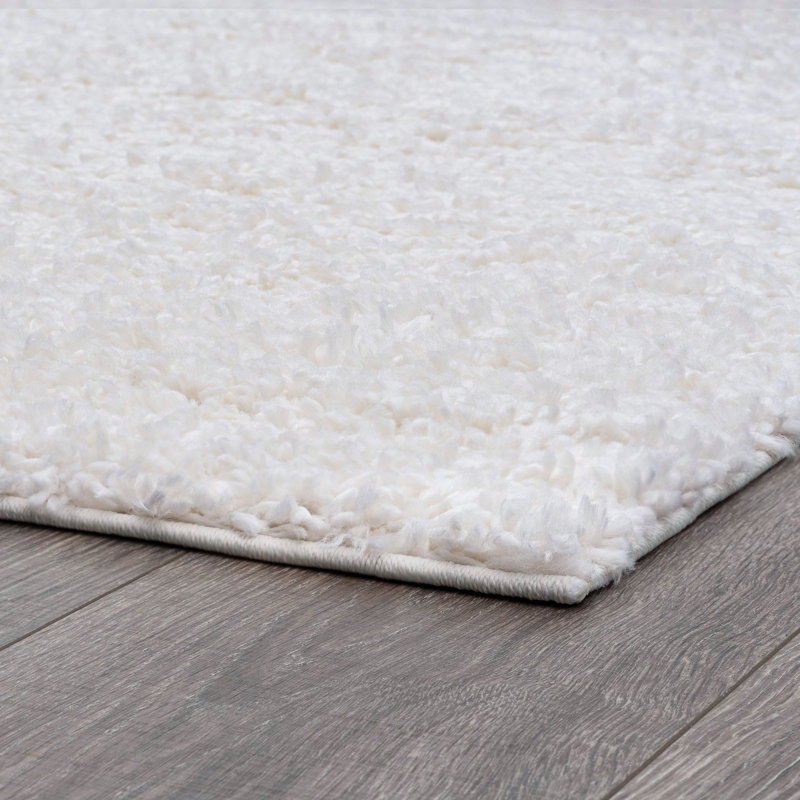 Asyana Esmee Shag White Rug, Rectangle 2' x 3'