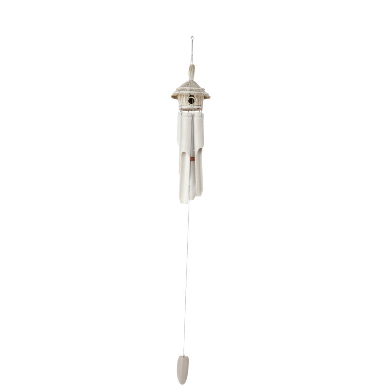 Valerii Wood Wind Chime, 40cm H x 17cm W x 17cm D, White