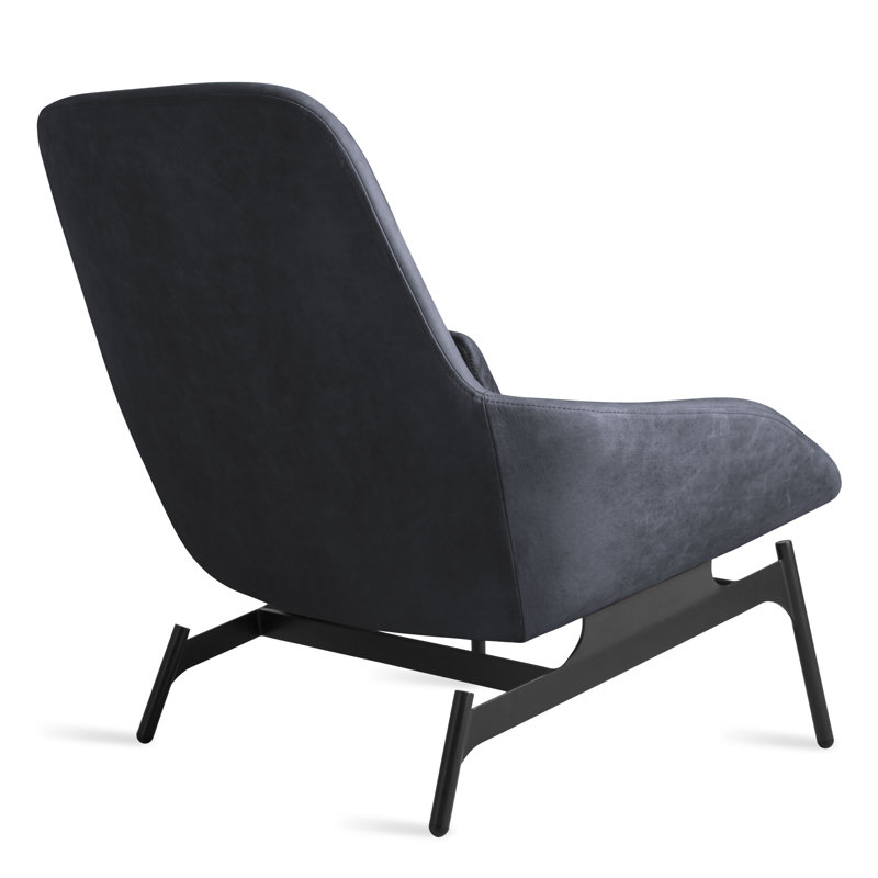 Field Upholstered Accent Chair, Ink Genuine Leather