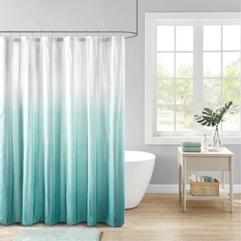 Ombre Printed Seersucker Shower Curtain Aqua 72x72", Aqua