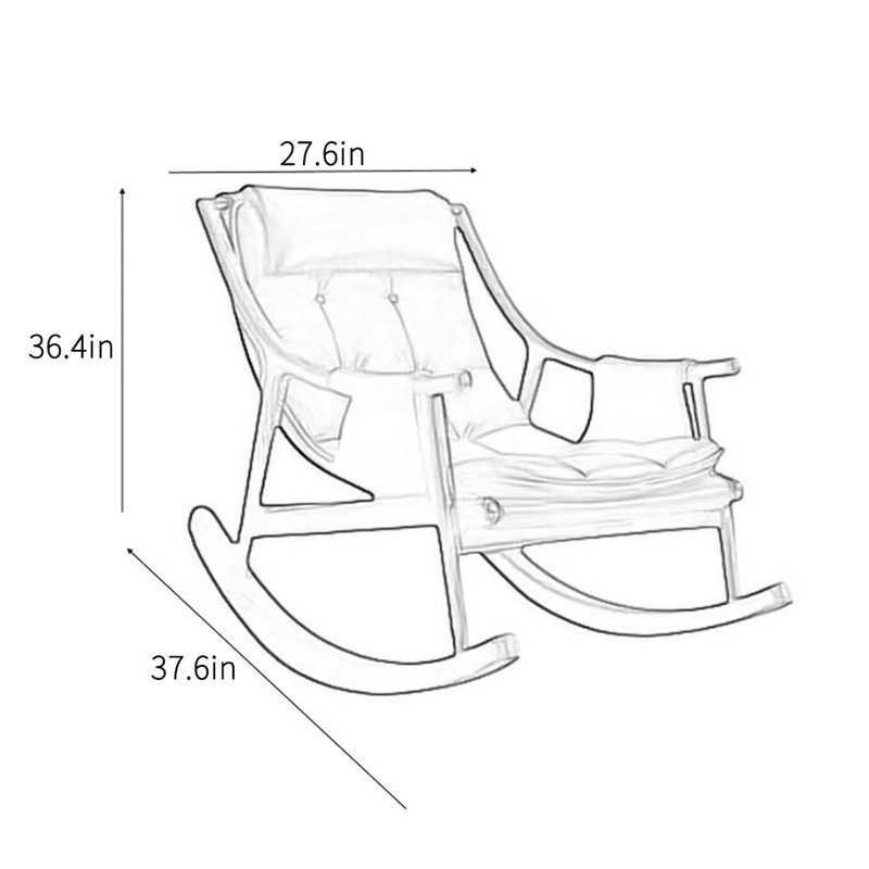 Chaise berçante réglable en bois massif Nordic, Café crème