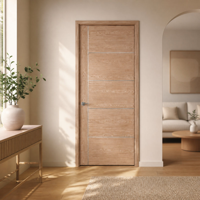 Portes intérieures encastrées en placage de bois reconstitué noyer moderne avec bandes en aluminium, 30"×80"