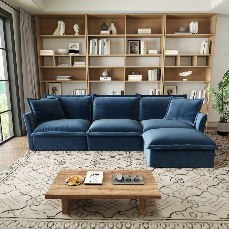 Canapé modulaire en forme de L 120 pouces, ensemble de canapé moderne surdimensionné à 3 places avec housse pour le bureau du salon, tissu chenille