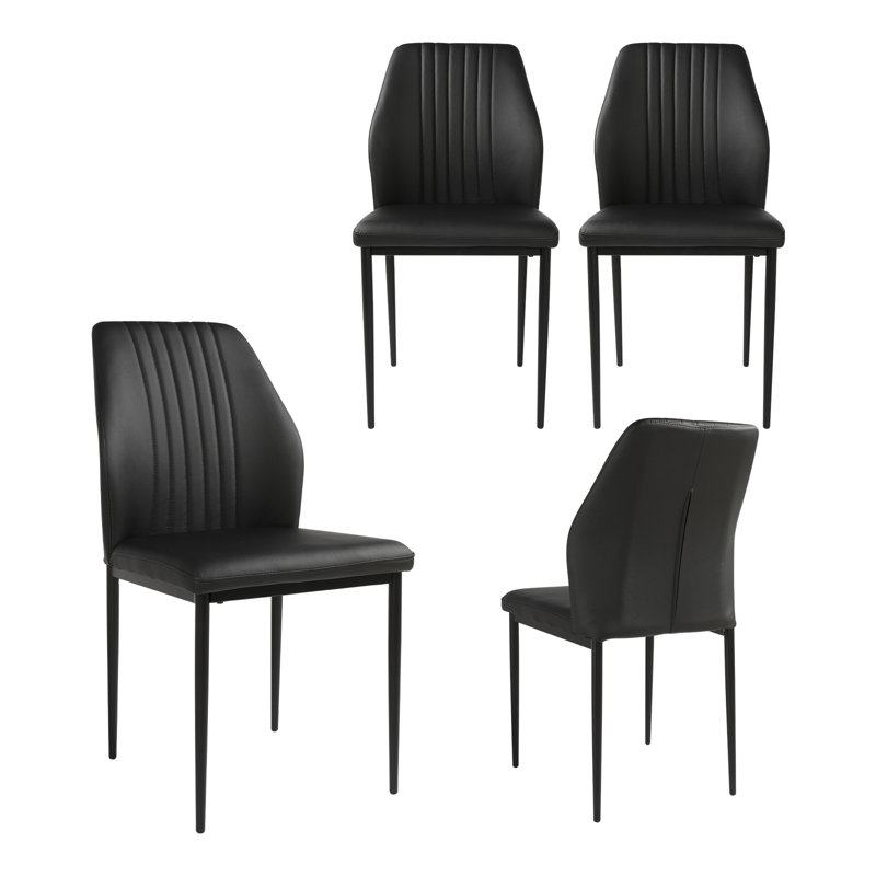 Chaise de salle à manger en coton moderne, chaises de salle à manger avec pieds en acier stables, chaise d'appoint rembourrée à dossier solide (ensemble de 4)