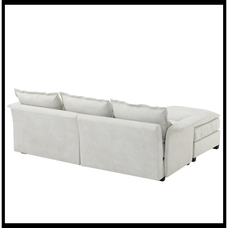 3 - Piece Upholstered Sectional, Beige Fabric