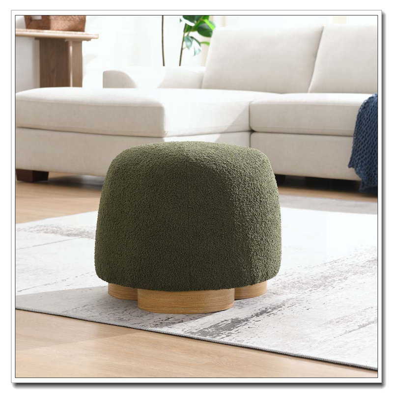 Repose-pieds rembourré en tissu doux entièrement rembourré, Vert olive