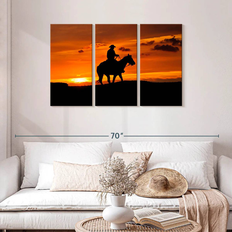 Coucher de soleil à cheval Mehar, H 28 po x l 45 po