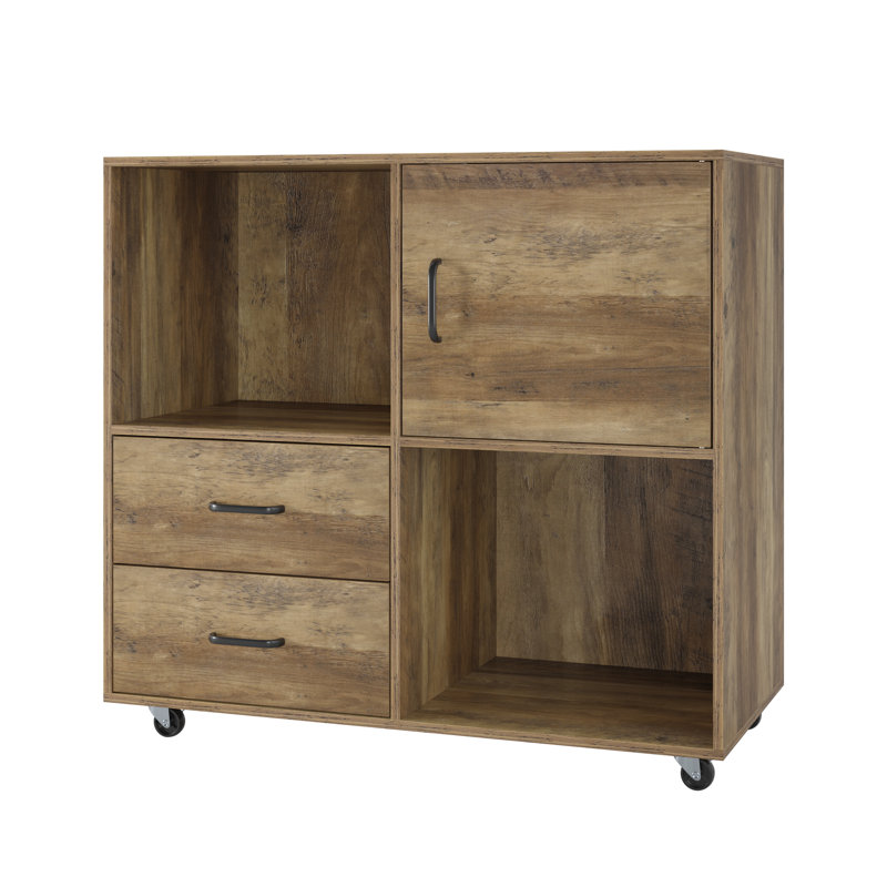 80cm Wide 2 -Drawer Mobile File Cabinet, Rustic Brown