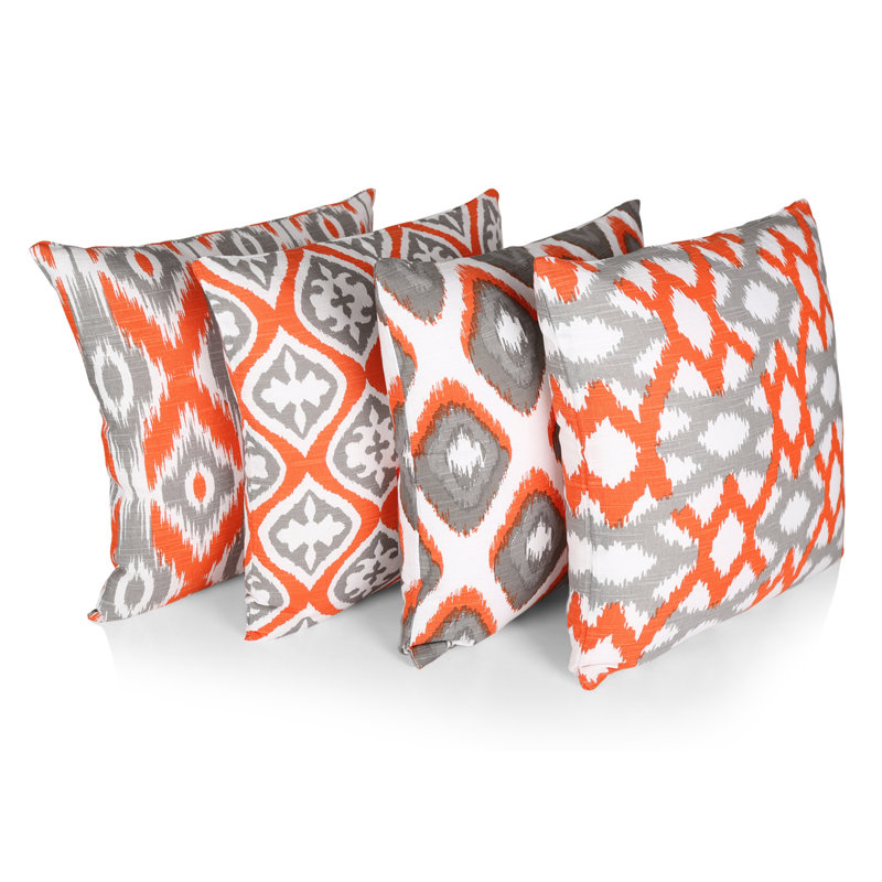 Loyd Ikat Square Throw Cushion Cover, Orange