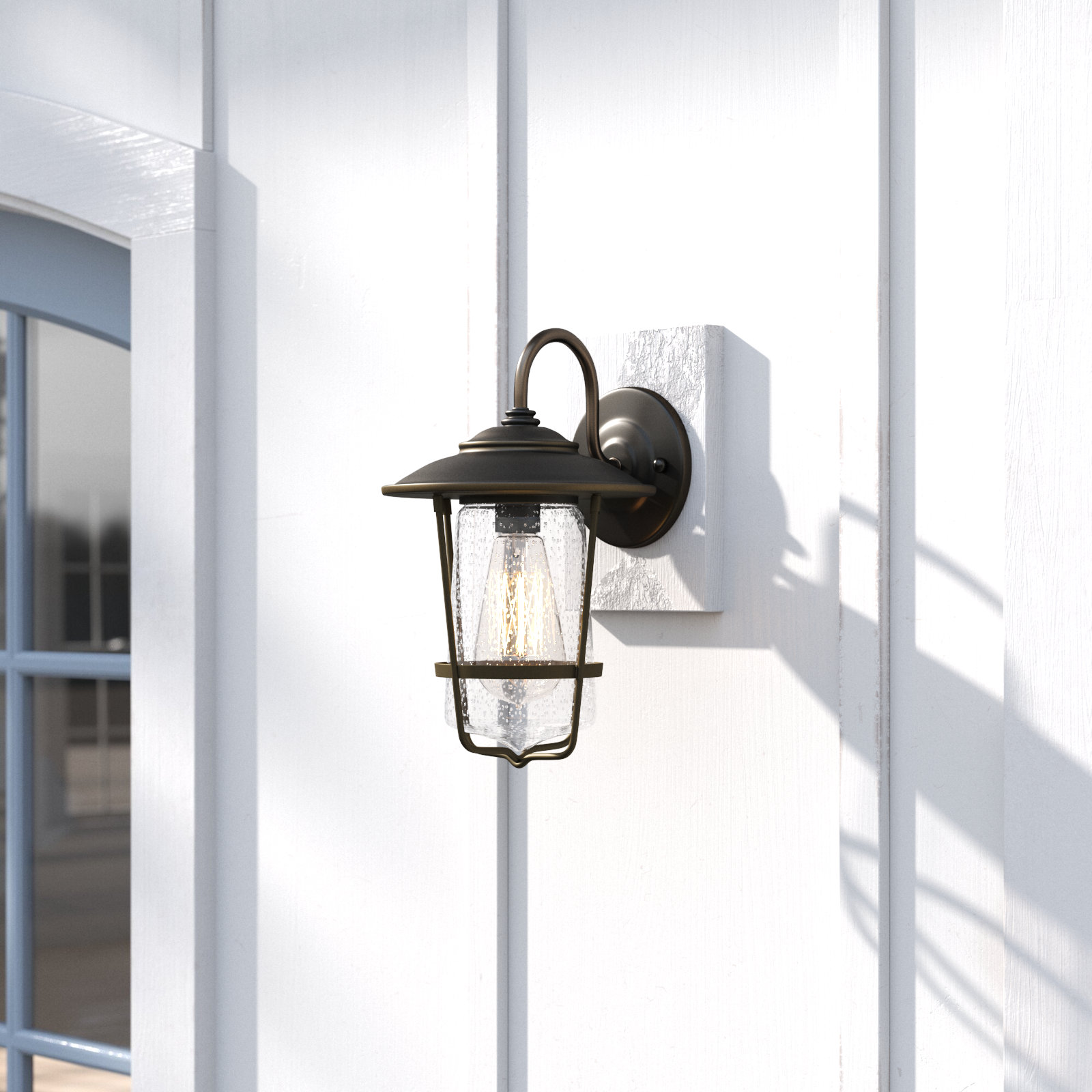 Single Light Empire Outdoor Wall Light, 8.25"W X 13.25"H X 9"D, Bronze