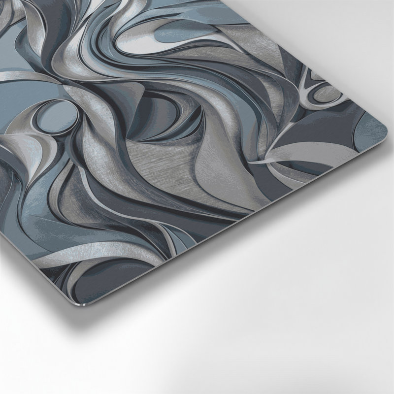Abstrait formes 87, art mural gris en métal, H 16 po x l 20 po