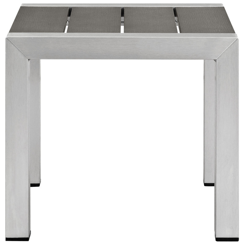 Sleek Shoreline Silver Gray Aluminum Outdoor Side Table
