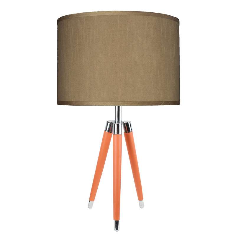 Linco Metal Tripod Lamp, Taupe Silk, Orange