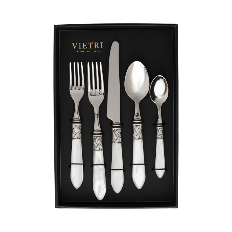 Aladdin 20 - Piece Stainless Steel Flatware Set - Service for 4, White