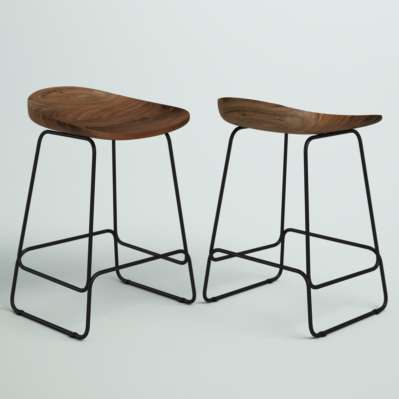 Gordonsville Counter Stool with Metal Frame, Chestnut