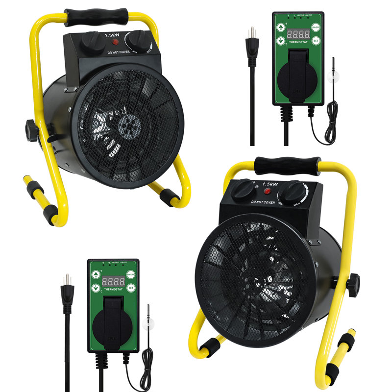 Chaufferette portative électrique avec thermostat réglable (2 pièces), chauffage rapide avec protection contre la surchauffe, chauffage de serre 1500W, chauffage de tente de croissance