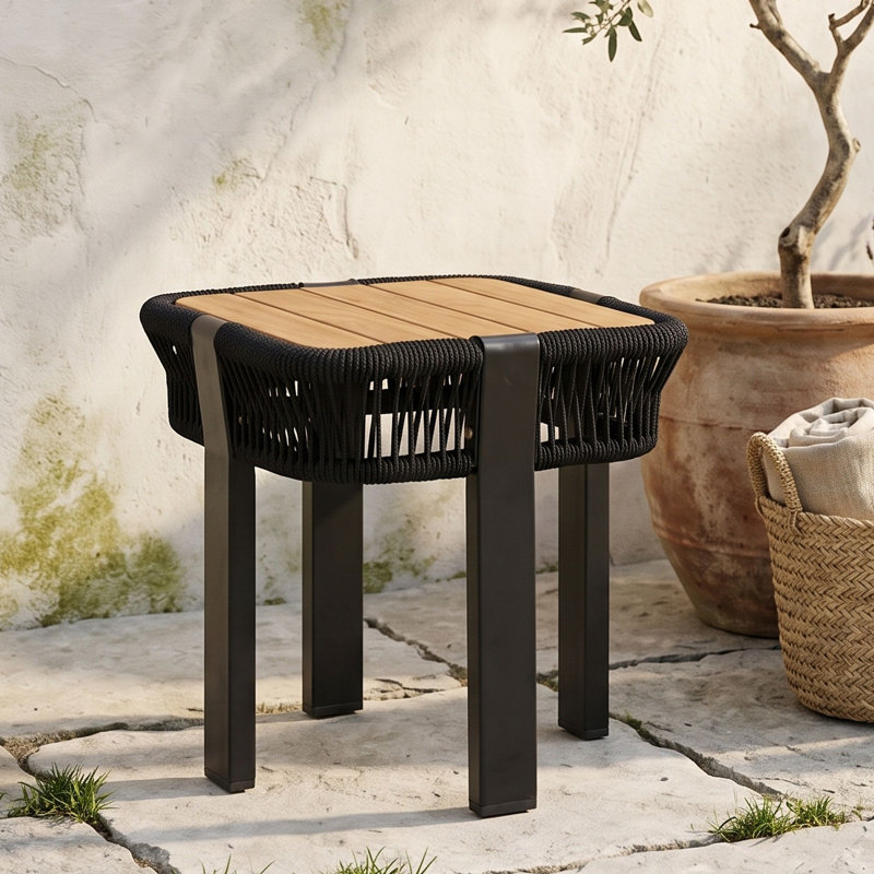 Table d'appoint en bois pour l'extérieur, Teck noir