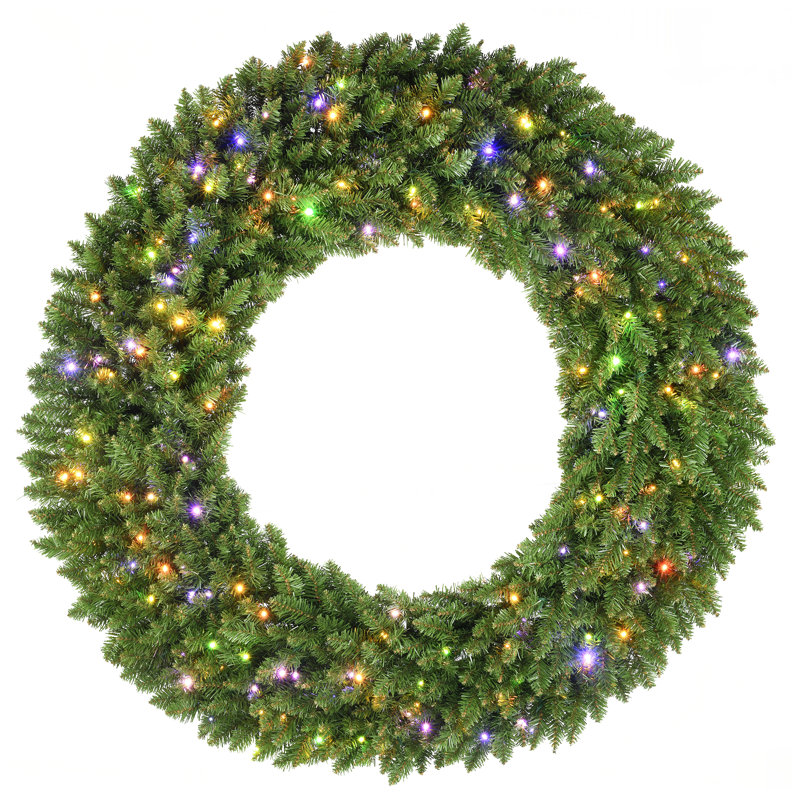 Couronne de Noël 48 pouces, couronne de Noël pré-éclairée avec télécommande, H 60 po x l 60 po x P 60 po