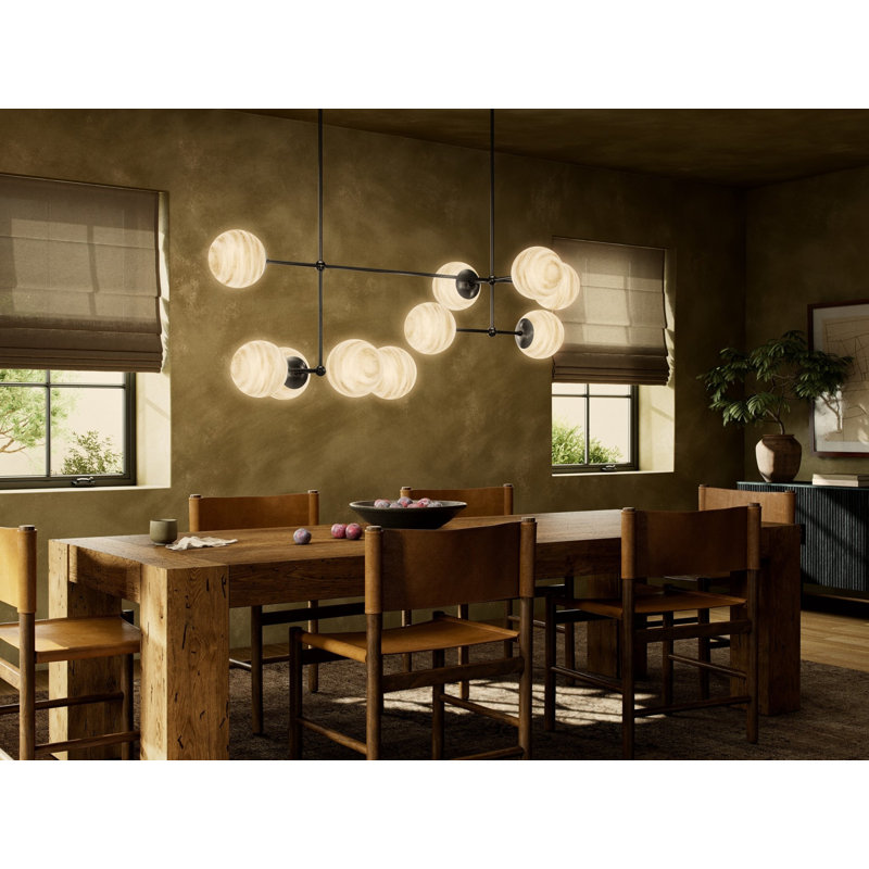 Armstrong 10 - Light Chandelier, Black Gunmetal, Marbled Matte Glass