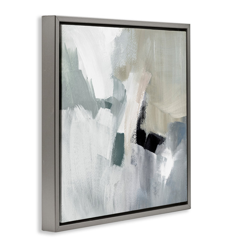 «Quiet In Grays», art mural encadré flottant abstrait par Lanie Loreth, Cadre flottant gris lustré, H 18 po x l 18 po