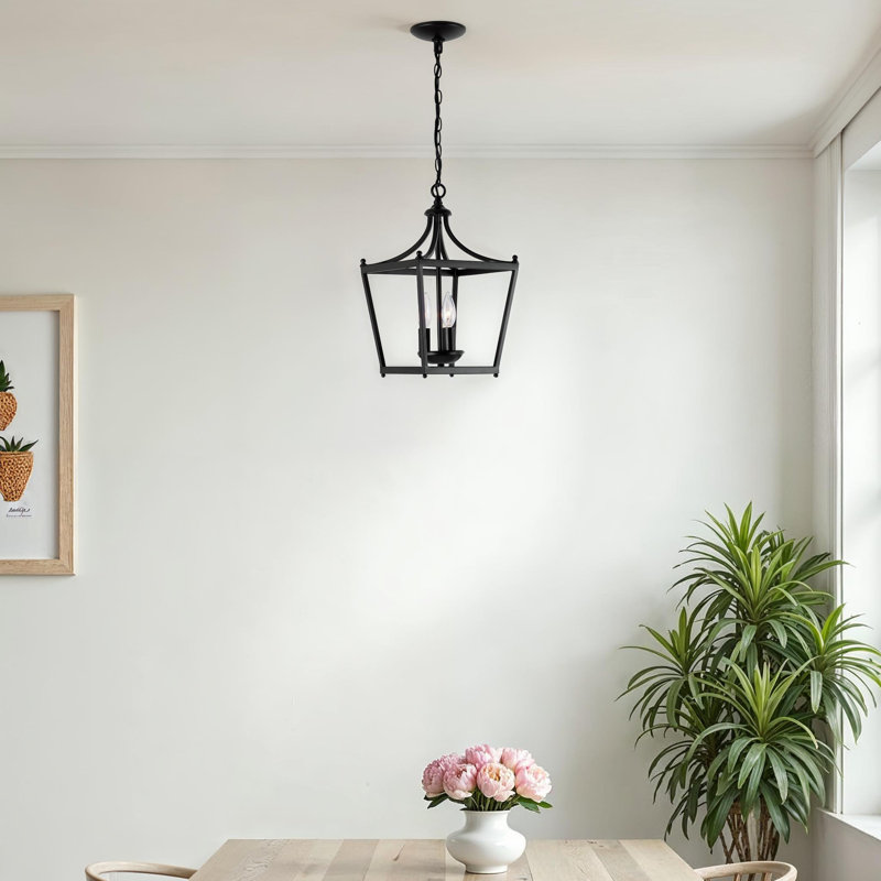 Luminaire suspendu géométrique à 3 lumières Alysee, Noir mat