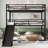 Queen Over Queen Over Queen Bunk Bed With Slide, Metal Triple Bunk Bed With Safety Guardrails, Heavy-Duty Bunk Bed With Noise-Reduced Design, Black-829789566
