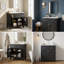 Meuble-lavabo 30 po avec lavabo en céramique, armoire de salle de bain simple noire moderne avec 2 portes et une tablette, portes à fermeture douce