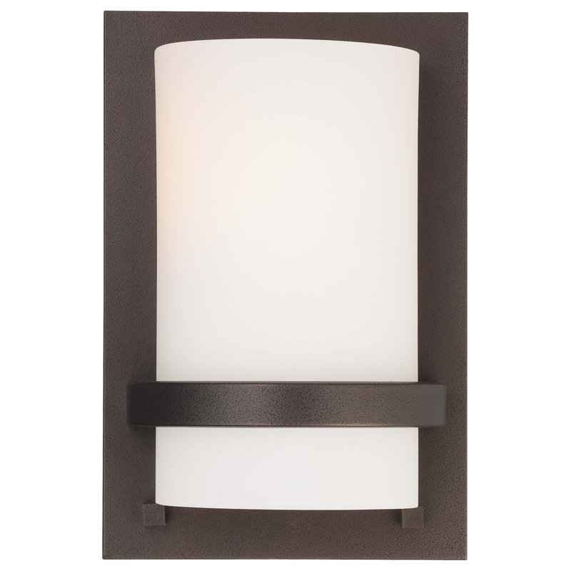 Steelside Alonso With Etched White Glass Wall Sconce, Smoked Iron
