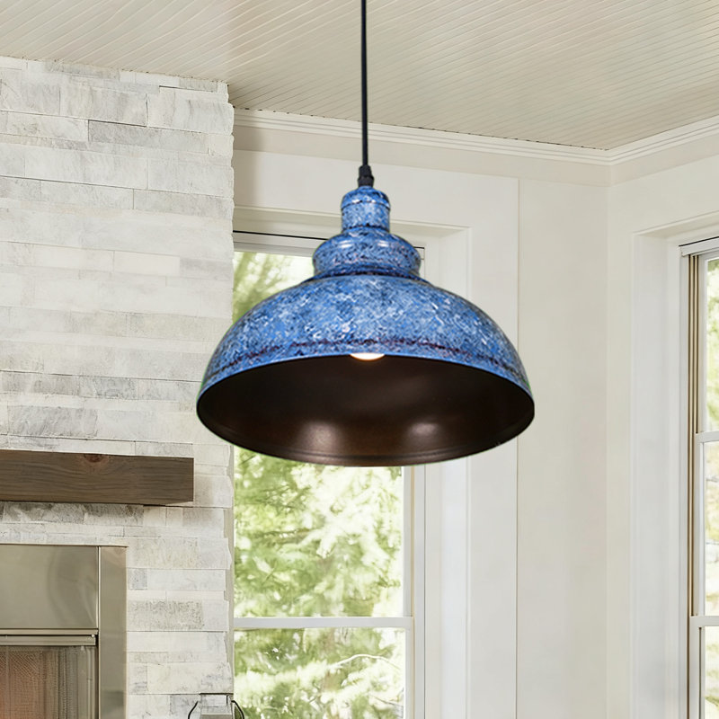 Luminaire suspendu vintage en métal émaillé vintage, 1 lumière, cordon réglable