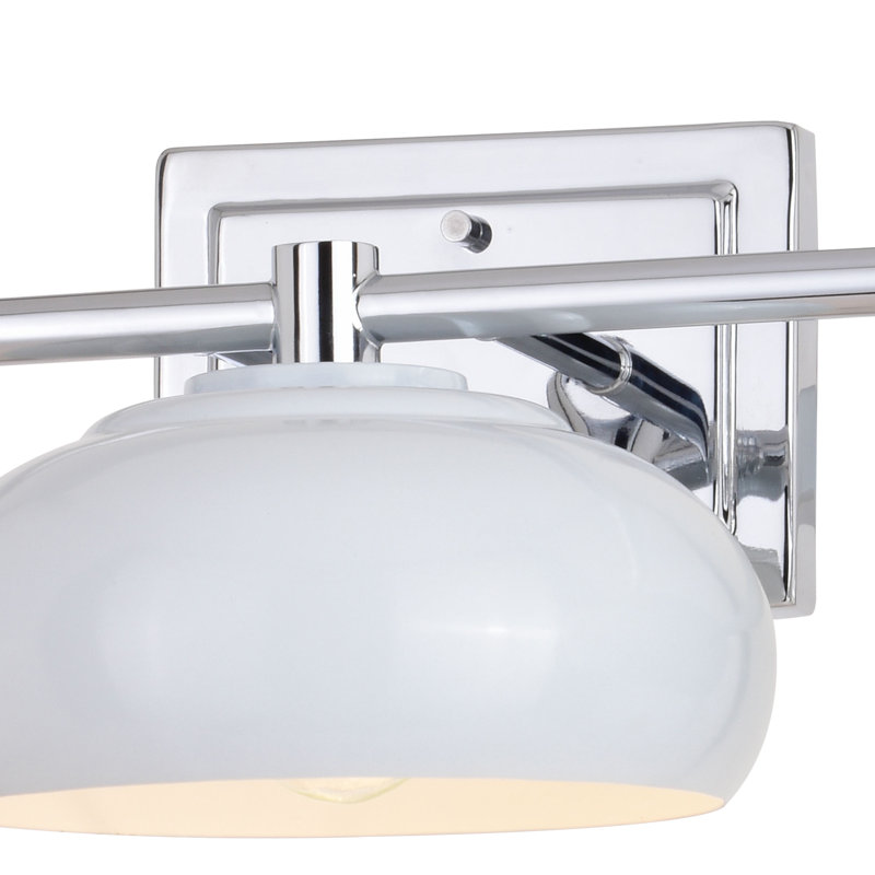 Doster Mid-Century Modern Dome Vanity Light, 3 Lights, Gloss White/Chrome