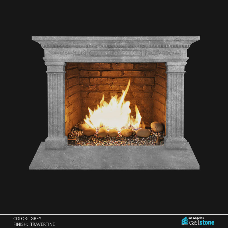 Pinal Fireplace Surround, Travertine Gray
