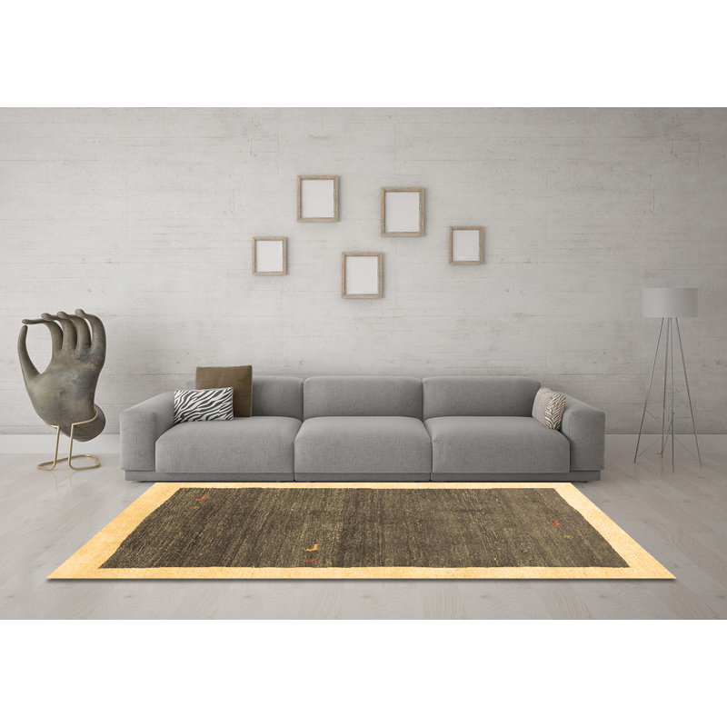 Tapis contemporains brun lavable à la machine 2774, Carré 8 pi