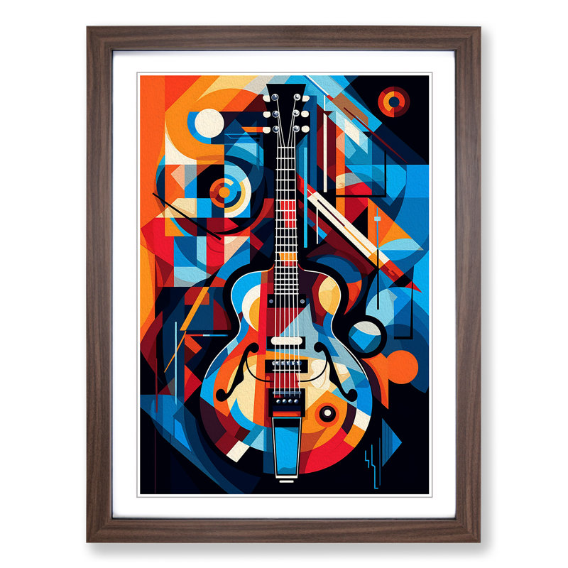 Electric Guitar Cubism Art - Framed Print, Walnut, 34cm H x 25cm W x 2cm D