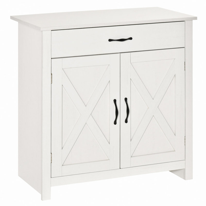 Farmhouse Sideboard Buffet Cabinet, Barn Door Style Kitchen Cabinet, 32" Accent Cabinet For Kitchen, Living Room Or Entryway