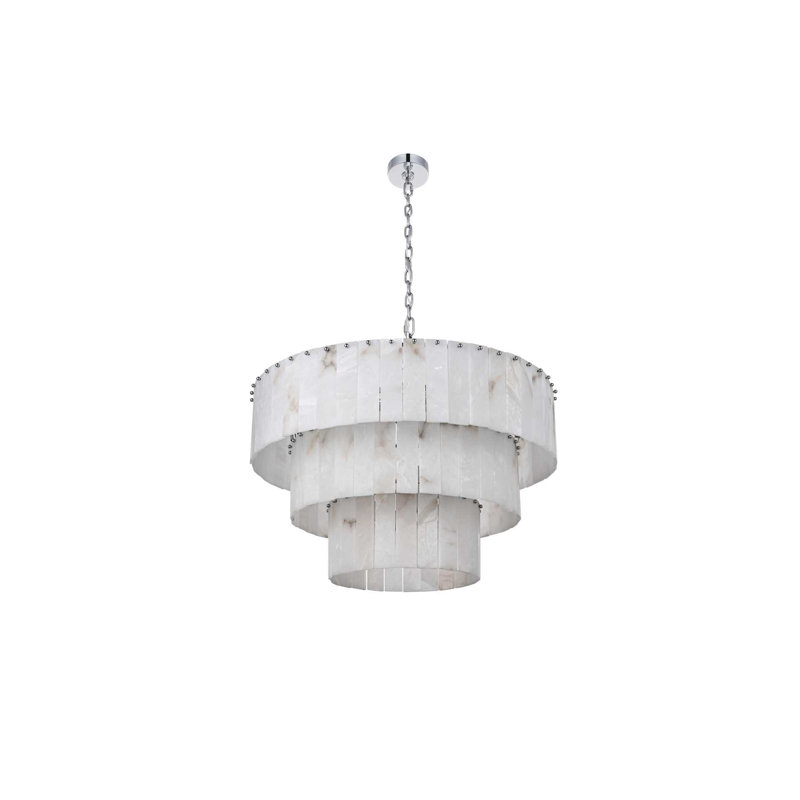 Lustre en albâtre 32 pouces Intisar, Chrome chrome