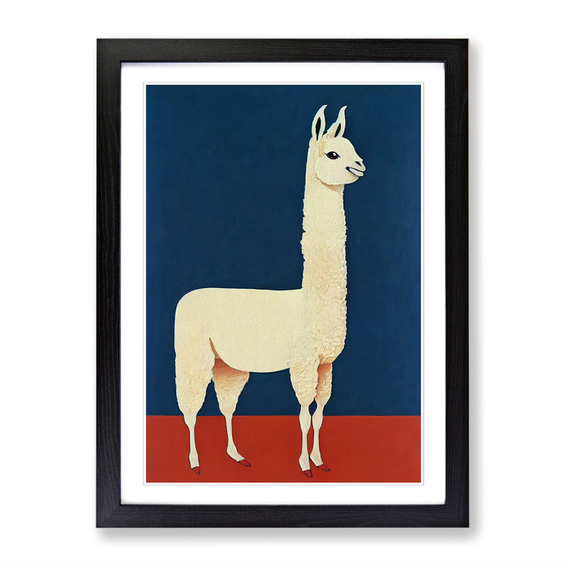 Llama Painting Soviet Art Framed Print, Black, 34cm H x 25cm W x 2cm D