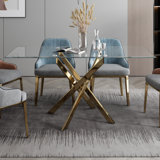 Arlen Glass Pedestal Dining Table for 4 or 6 People