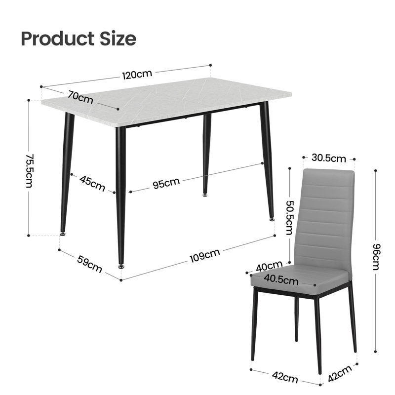 Aventura 4 - Person Dining Set, Grey, Grey