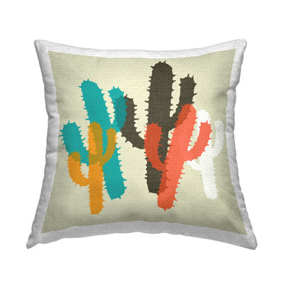 Coussin décoratif d'extérieur à motif de cactus audacieux par Layered