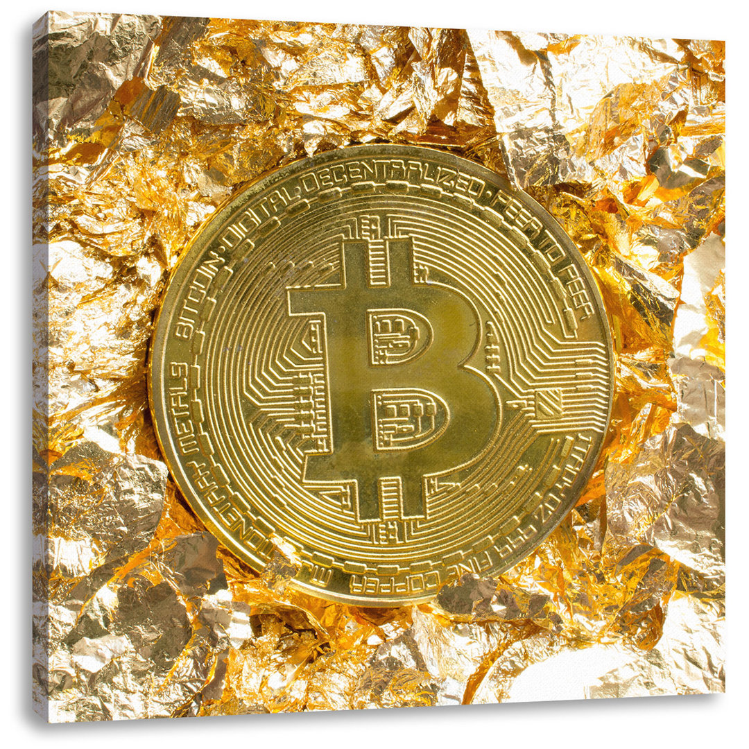 Leinwandbild Bitcoin BTC Goldpapier