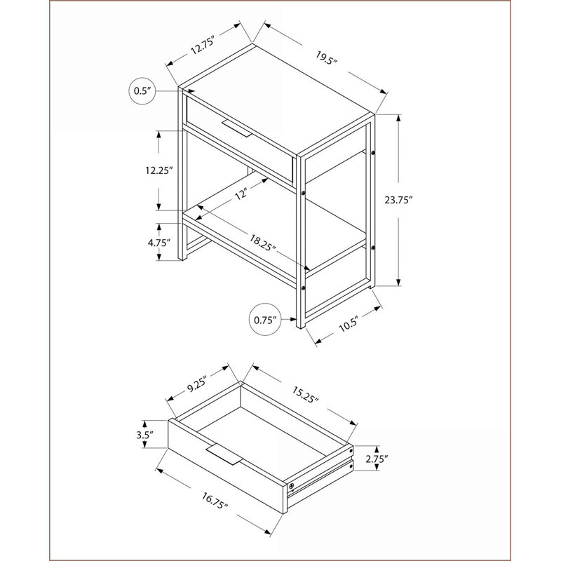 Table basse contemporaine peu encombrante avec plateau en stratifié gris, base chromée et amp; Tiroir de rangement