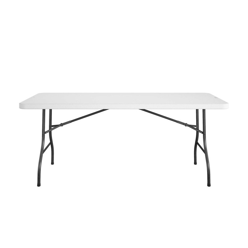 6-Foot White Resin Folding Banquet Table with Steel Frame